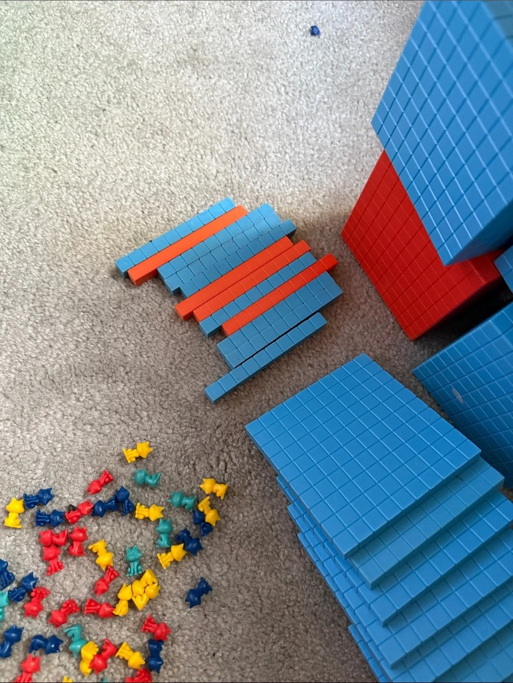Place Value Base Ten Blocks Set — Blue and Red